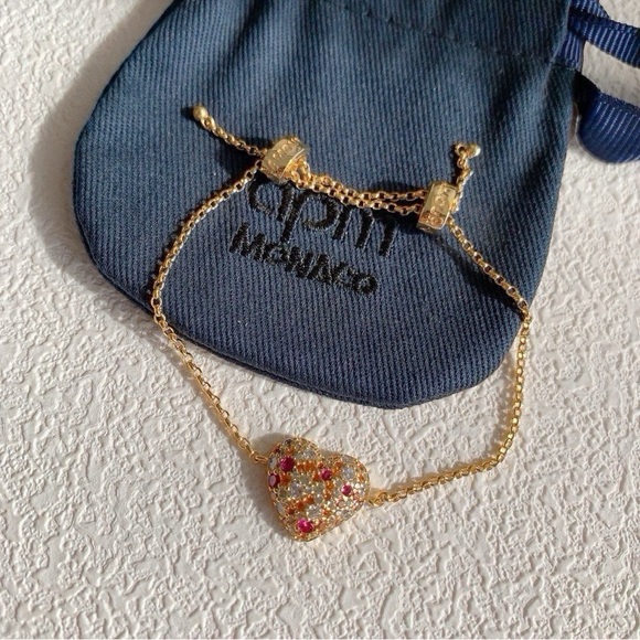 Apm Gold Heart Bracelet,with Multicolored Accents - Picture 2 of 4